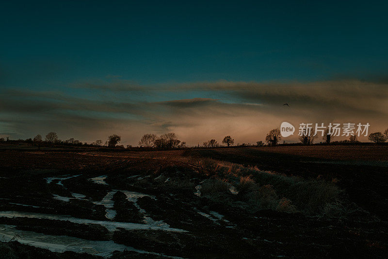 太阳在结霜的田野上落下/升起